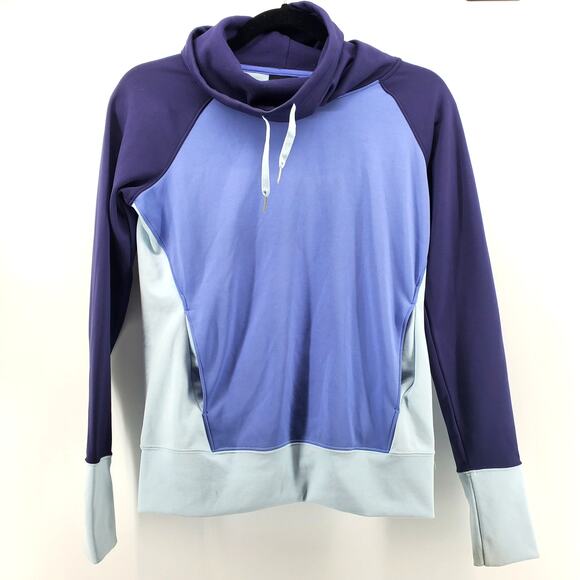 Marmot Women's HighNeck Blue ColorBlock Pullover Sweater Pockets Drawstring XS - Picture 2 of 12